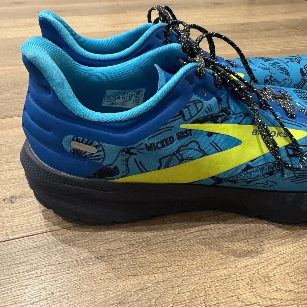 Brooks Launch 9 Run Happy Fresh Catch Blue Yellow Mens Running Shoes Size 14